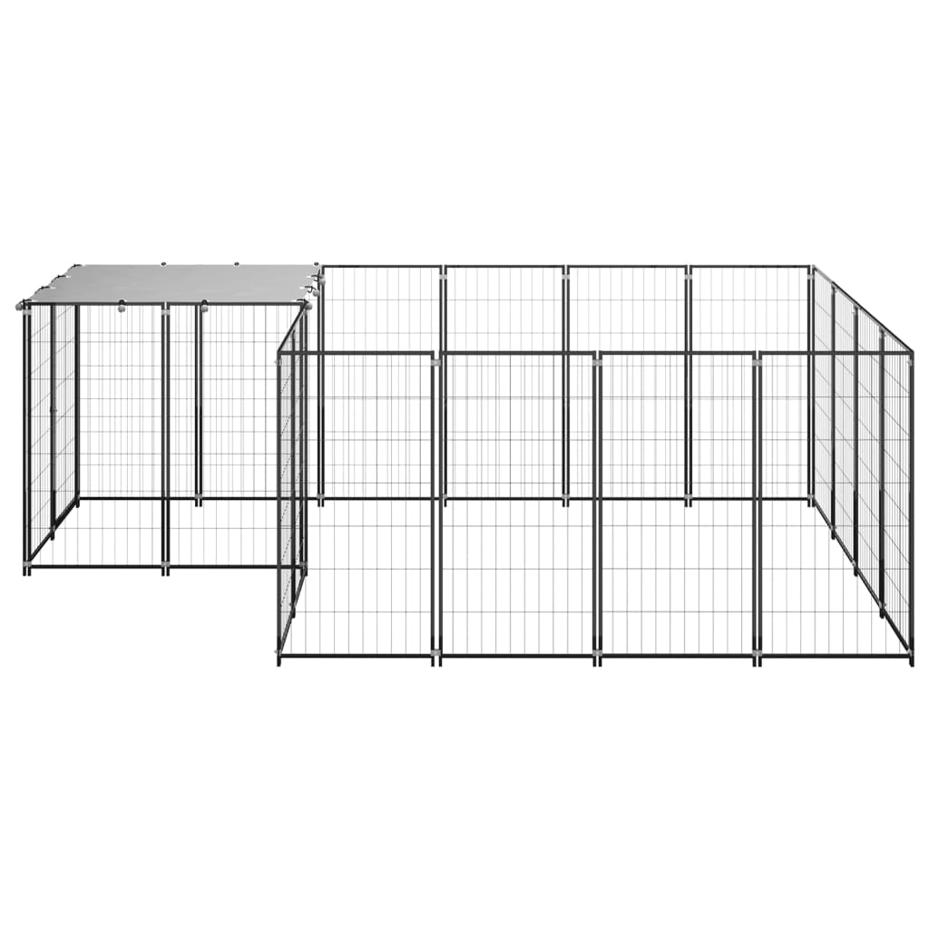 Chenil d'extérieur en acier noir pour chien - Panneaux à mailles- 330 x 220 x 110 cm - 6 m²