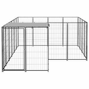 Psí kotec černý 6,05 m² ocel - obrázek 4