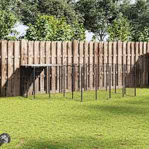 Psí kotec černý 6,05 m² ocel - obrázek 1