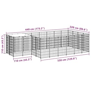 Psí kotec černý 8,47 m² ocel - obrázek 7