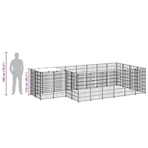 Psí kotec černý 8,47 m² ocel - obrázek 8