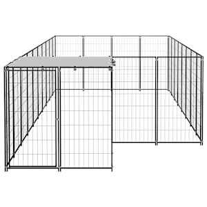 Psí kotec černý 10,89 m² ocel - obrázek 4