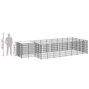 Psí kotec černý 10,89 m² ocel - obrázek 8