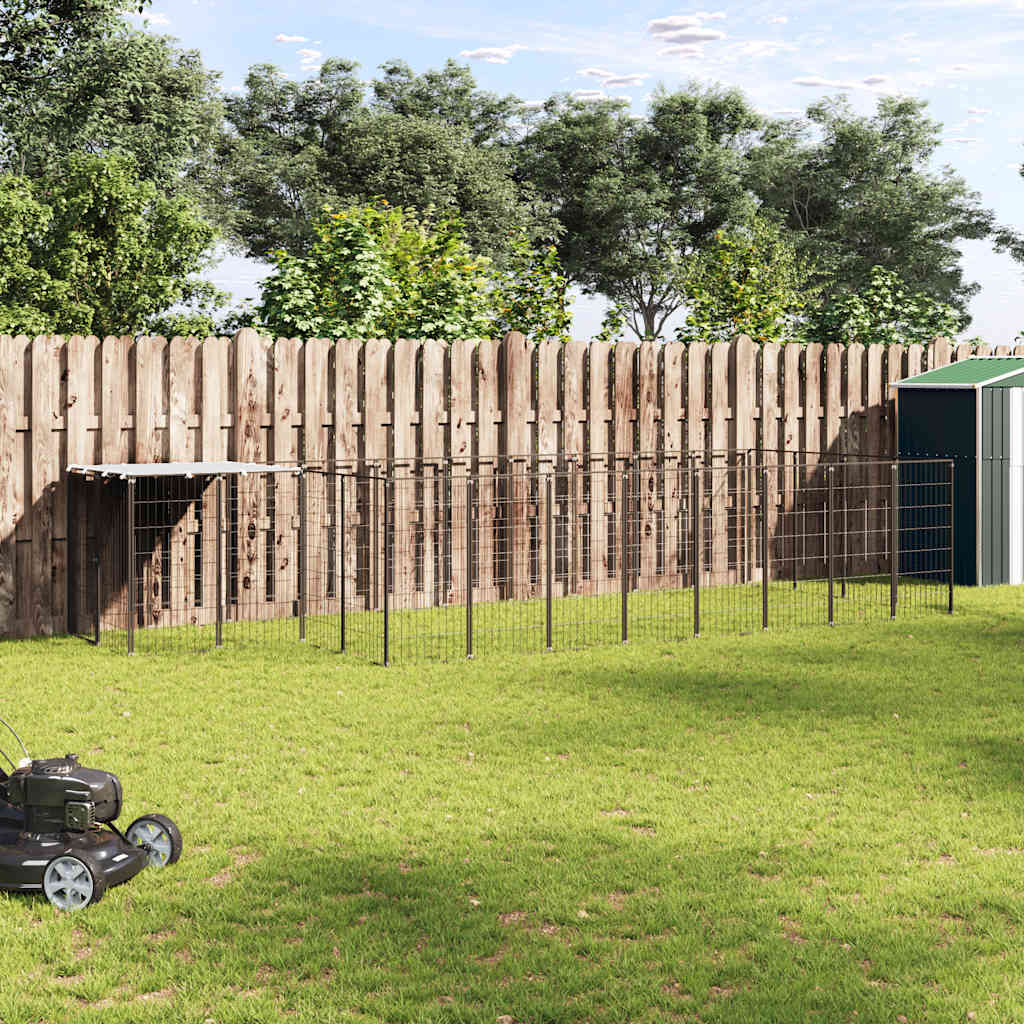 Voljeras šunims, juodos spalvos, 10,89 m², plienas