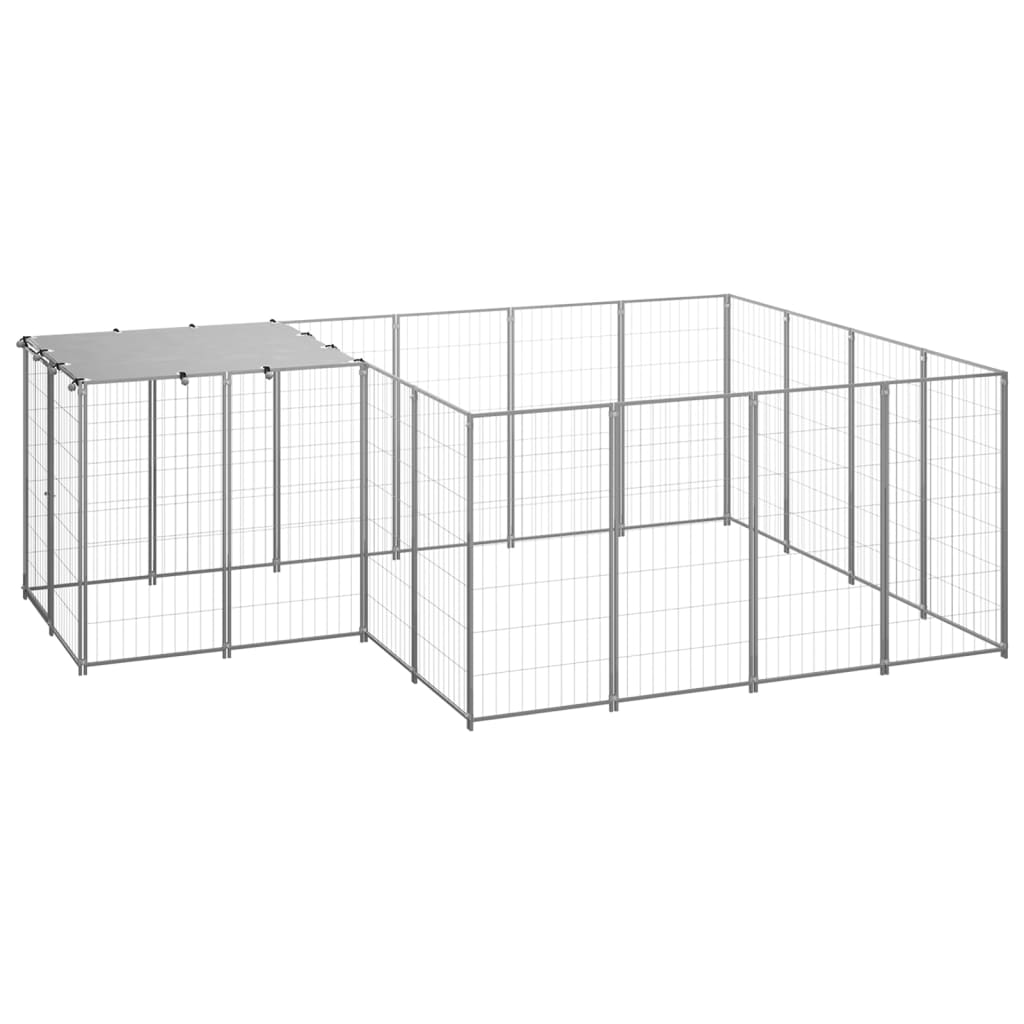 vidaXL Padoc pentru câini, argintiu, 6,05 m², oțel vidaXL