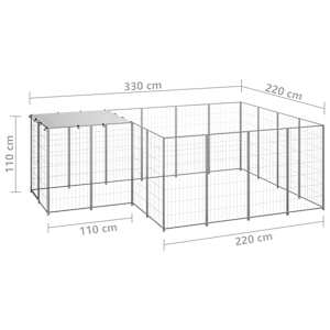 Psí kotec stříbrný 6,05 m² ocel - obrázek 6