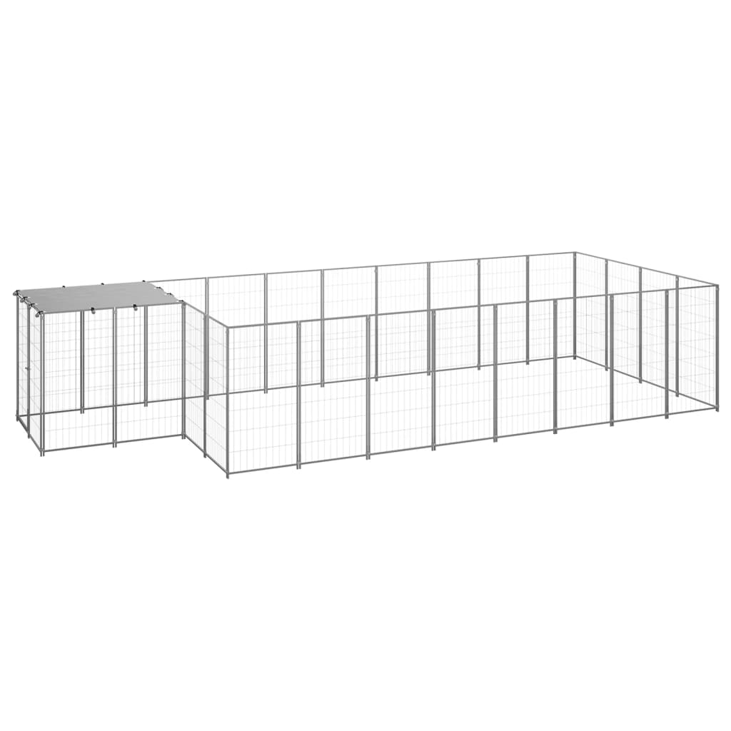 Chenil d'extérieur en acier galvanisé pour chien - Panneaux à mailles - 550 x 220 x 110 cm - 11 m²