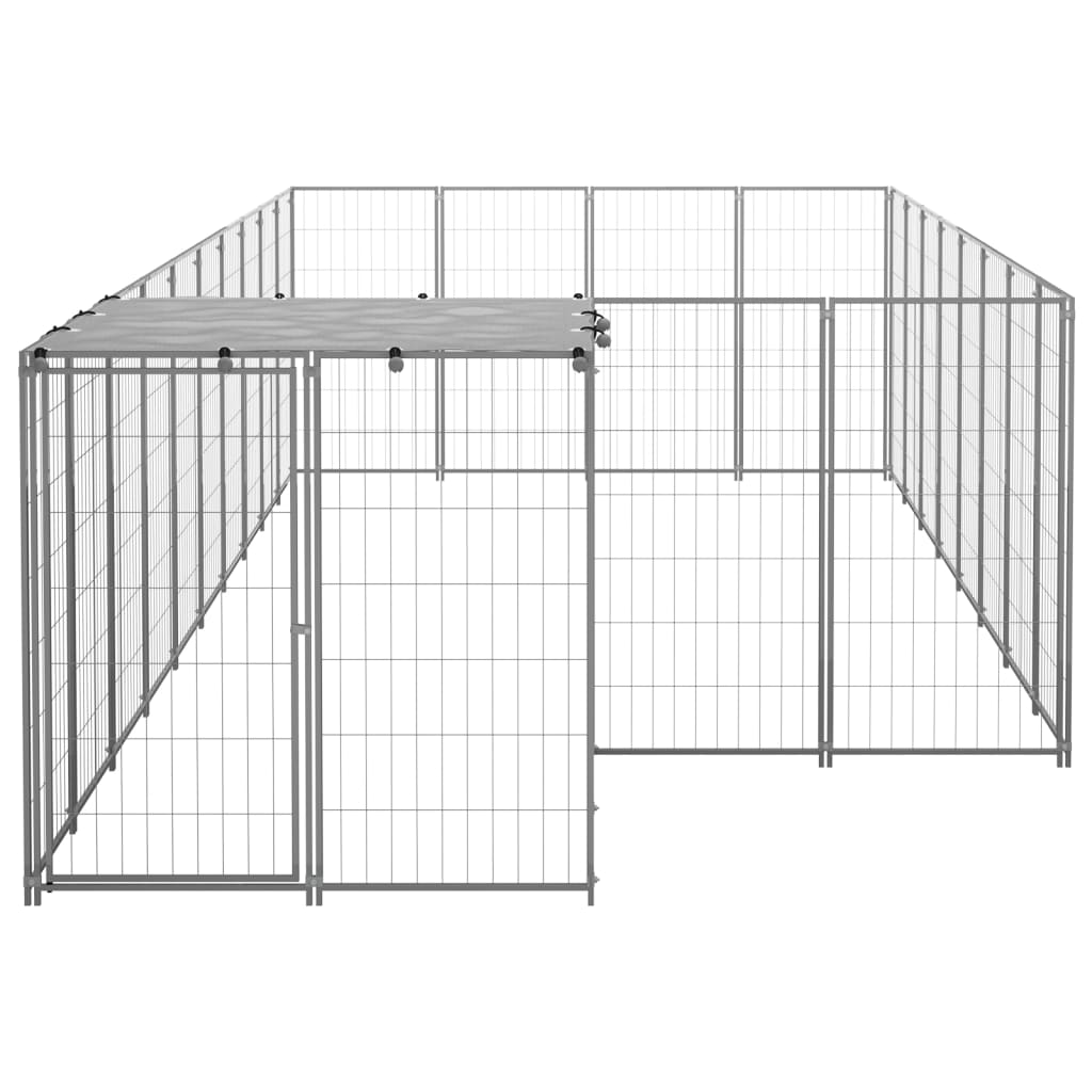 Chenil d'extérieur en acier galvanisé pour chien - Panneaux à mailles - 550 x 220 x 110 cm - 11 m²