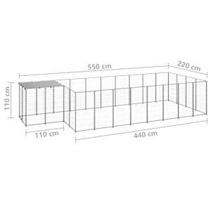 Psí kotec stříbrný 10,89 m² ocel - obrázek 6
