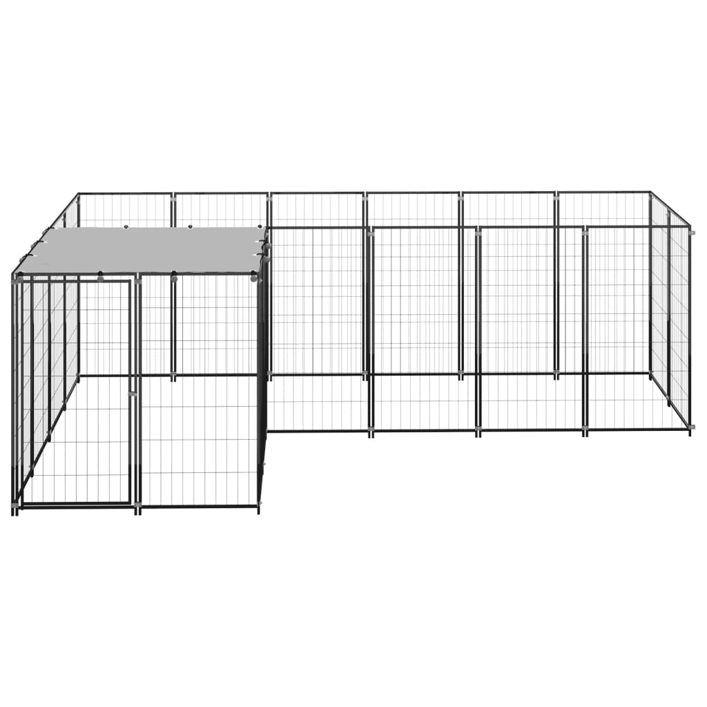 Chenil d'extérieur en acier noir pour chien - Panneaux à mailles- 220 x 330 x 110 cm - 5 m²