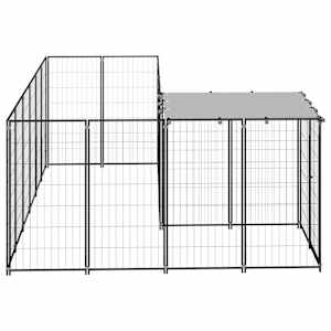 Psí kotec černý 4,84 m² ocel - obrázek 4