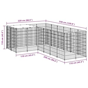 Psí kotec černý 4,84 m² ocel - obrázek 7