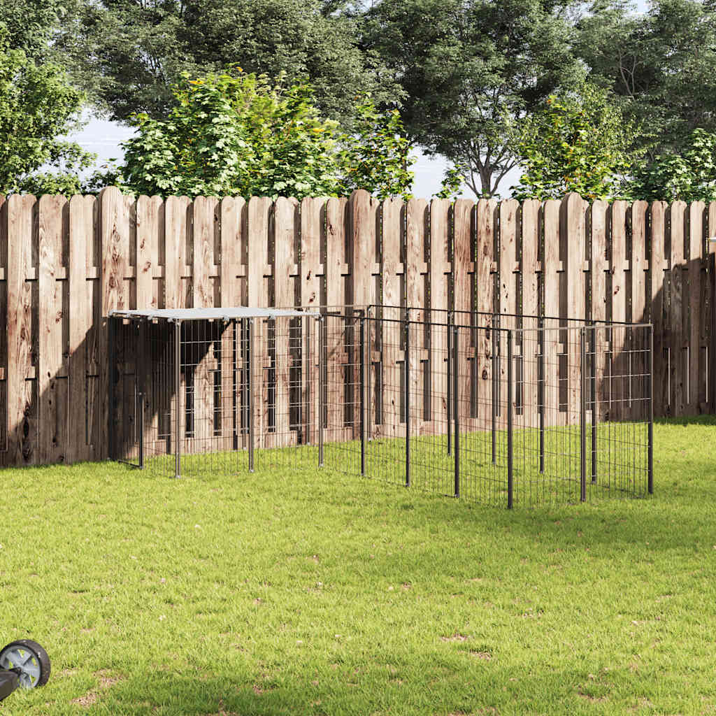 vidaXL Padoc pentru câini, negru, 4,84 m², oțel