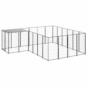 Psí kotec černý 8,47 m² ocel - obrázek 2