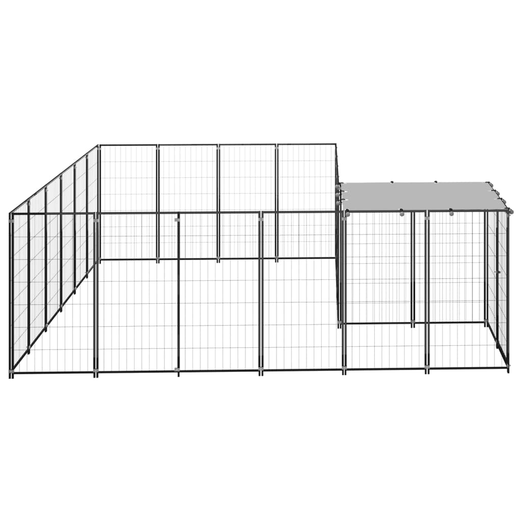 Chenil d'extérieur en acier noir pour chien - Panneaux à mailles- 330 x 330 x 110 cm - 8 m²