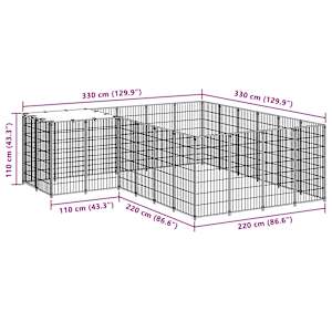 Psí kotec černý 8,47 m² ocel - obrázek 7