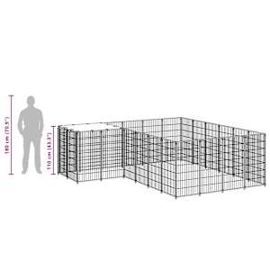 Psí kotec černý 8,47 m² ocel - obrázek 8