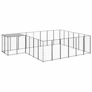 Psí kotec černý 12,1 m² ocel - obrázek 2