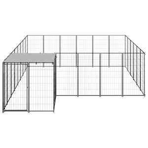 Psí kotec černý 12,1 m² ocel - obrázek 3