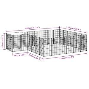 Psí kotec černý 12,1 m² ocel - obrázek 7