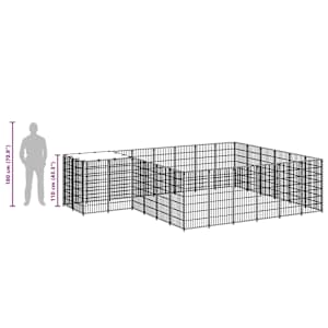 Psí kotec černý 12,1 m² ocel - obrázek 8