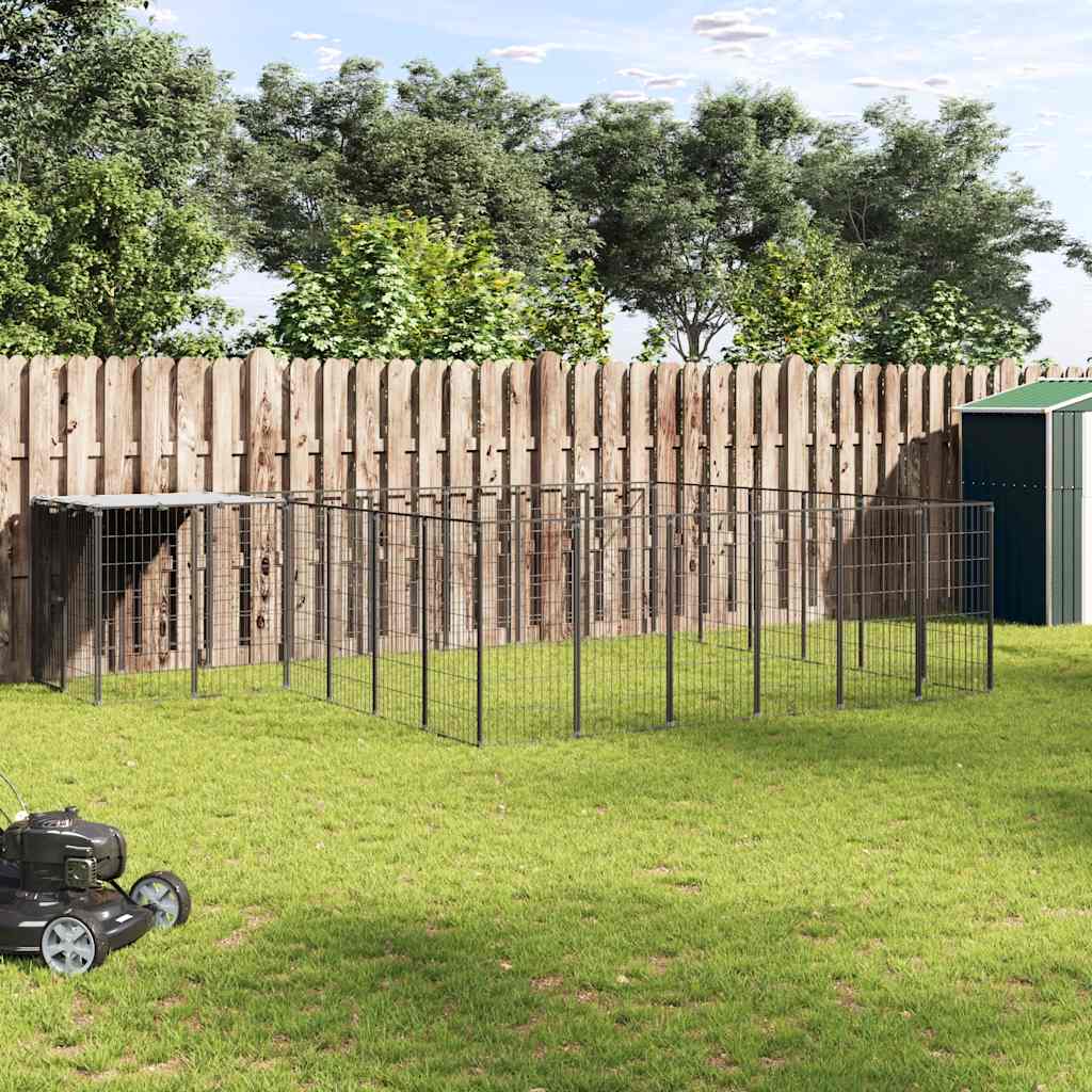 Voljeras šunims, juodos spalvos, 12,1 m², plienas