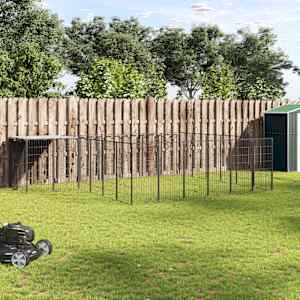 Psí kotec černý 12,1 m² ocel - obrázek 1