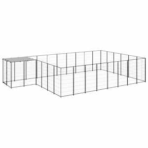 Psí kotec černý 15,73 m² ocel - obrázek 2