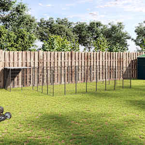 Psí kotec černý 15,73 m² ocel - obrázek 1