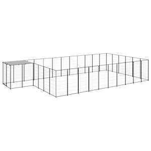 Psí kotec černý 19,36 m² ocel - obrázek 2