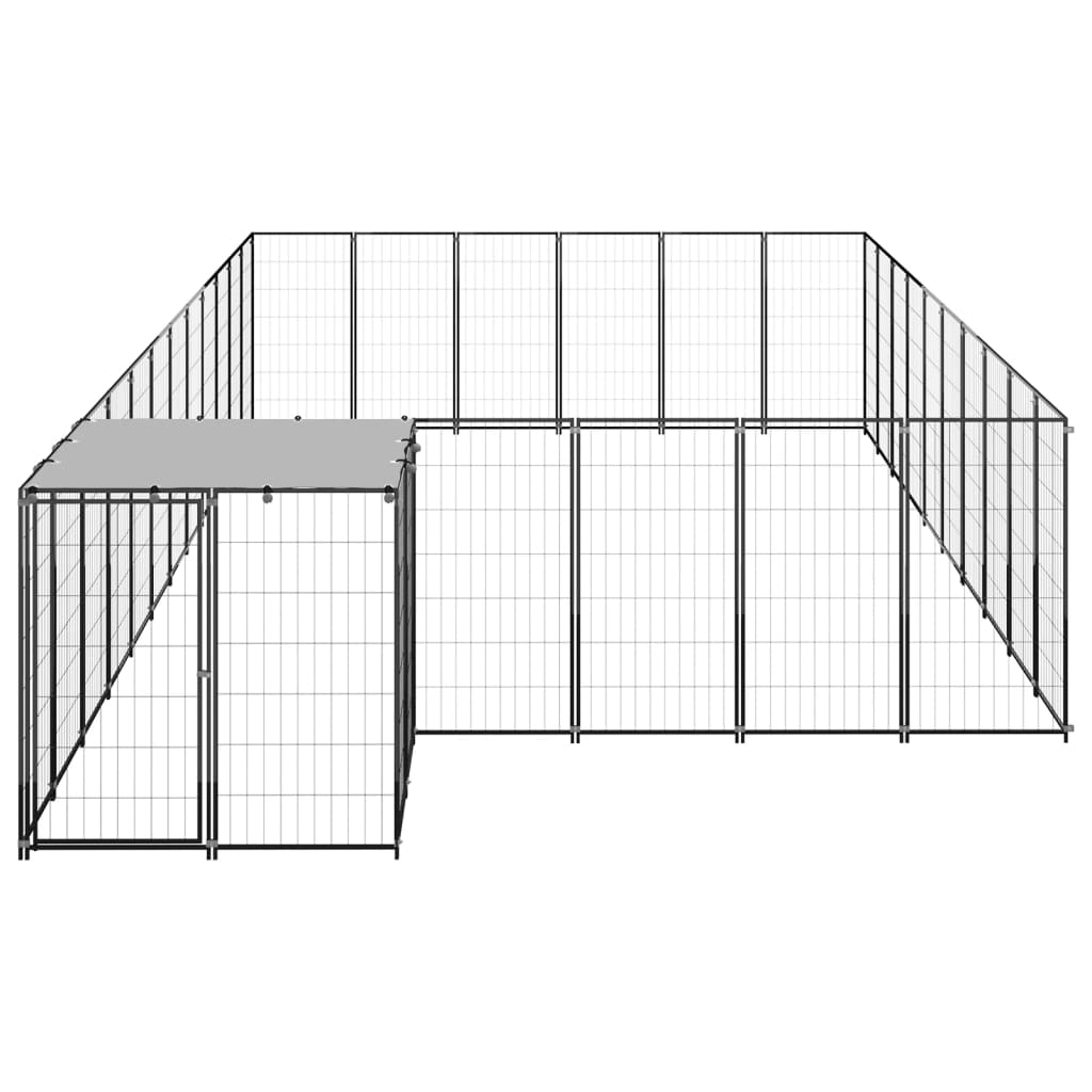 Chenil d'extérieur en acier noir pour chien - Panneaux à mailles - 660 x 330 x 110 cm - 19 m²