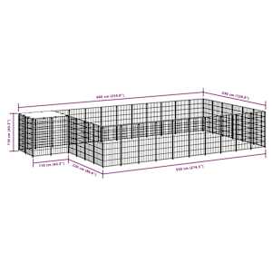 Psí kotec černý 19,36 m² ocel - obrázek 7