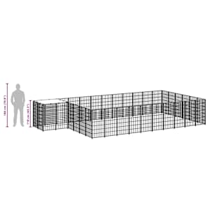 Psí kotec černý 19,36 m² ocel - obrázek 8