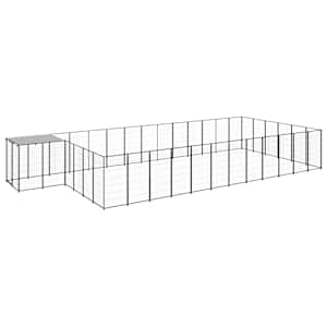 Psí kotec černý 22,99 m² ocel - obrázek 2