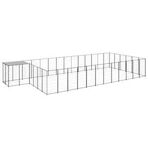 Psí kotec černý 26,62 m² ocel - obrázek 2