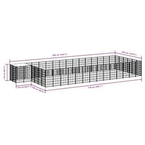 Psí kotec černý 26,62 m² ocel - obrázek 7
