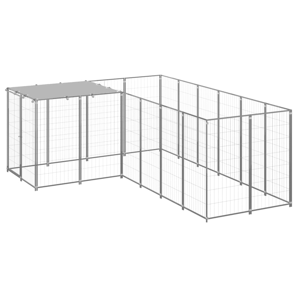 vidaXL Padoc pentru câini, argintiu, 4,84 m², oțel vidaXL