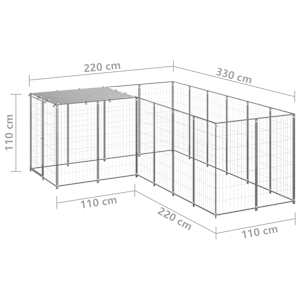 Psí kotec stříbrný 4,84 m² ocel - obrázek 6