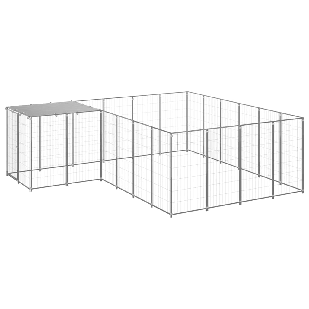 Chenil d'extérieur en acier galvanisé pour chien - Panneaux à mailles - 330 x 330 x 110 cm - 8m²