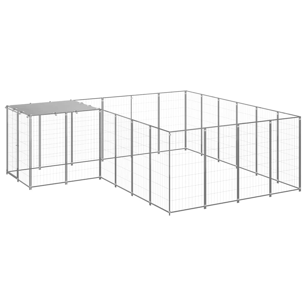 vidaXL Psí kotec stříbrný 8,47 m² ocel