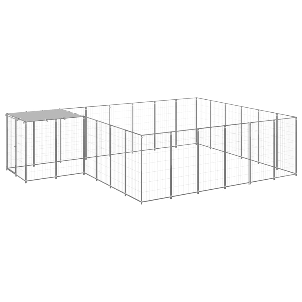 Chenil d'extérieur en acier galvanisé pour chien - Panneaux à mailles - 440 x 330 x 110 cm - 12 m²