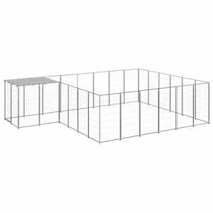 Psí kotec stříbrný 12,1 m² ocel - obrázek 1