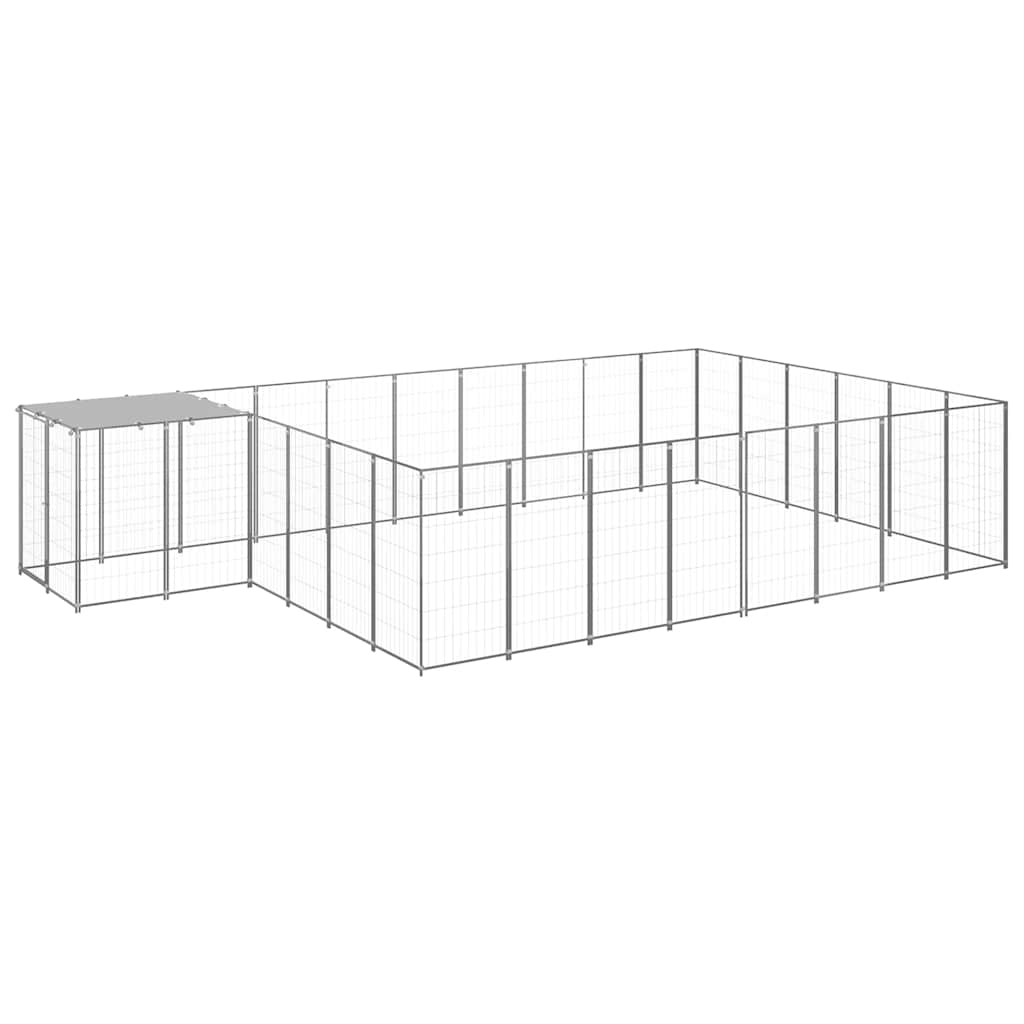 vidaXL Psí kotec stříbrný 15,73 m² ocel