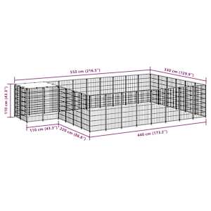 Psí kotec stříbrný 15,73 m² ocel - obrázek 7