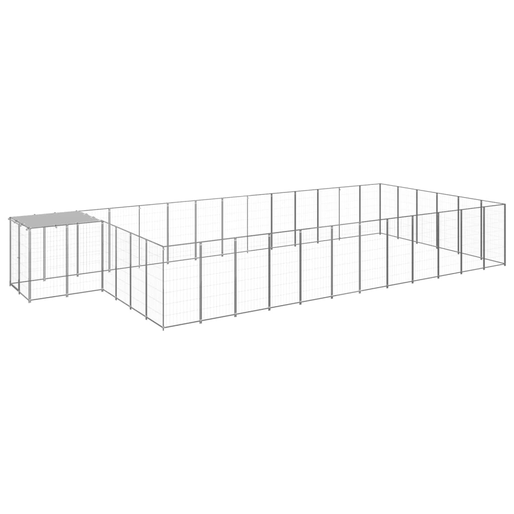 Chenil d'extérieur en acier galvanisé pour chien - Panneaux à mailles - 770 x 330 x 110 cm - 23m²