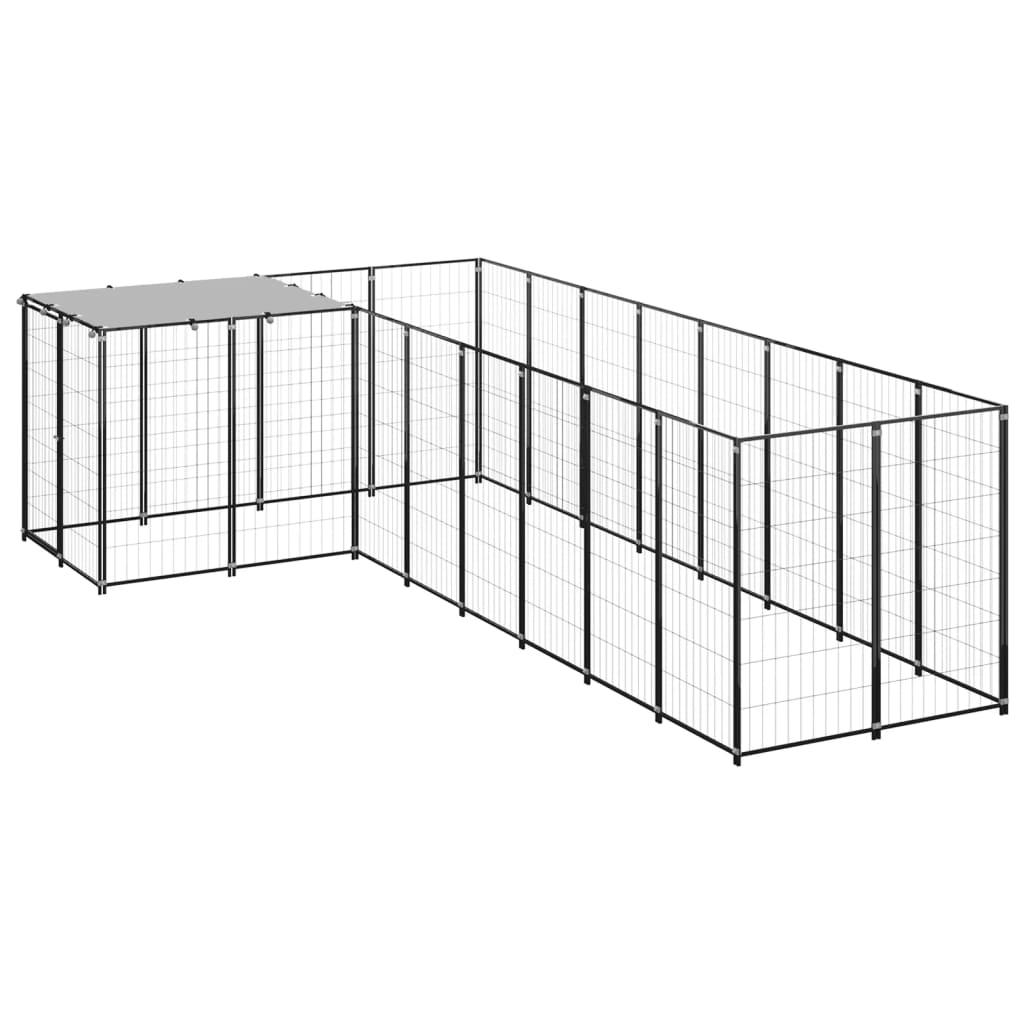 vidaXL Padoc pentru câini, negru, 6,05 m², oțel vidaXL