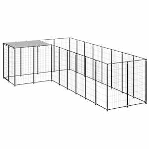 Psí kotec černý 6,05 m² ocel - obrázek 2