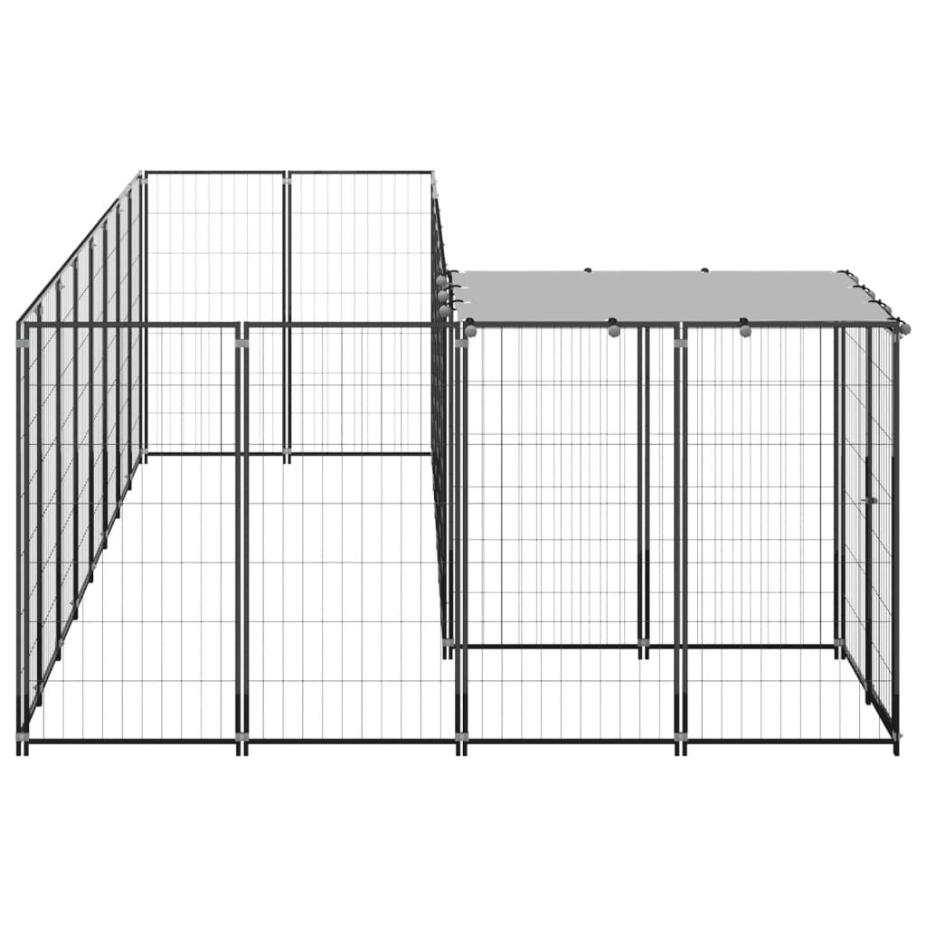 Chenil d'extérieur en acier noir pour chien - Panneaux à mailles- 220 x 440 x 110 cm - 6 m²