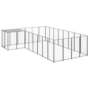 Psí kotec černý 10,89 m² ocel - obrázek 2