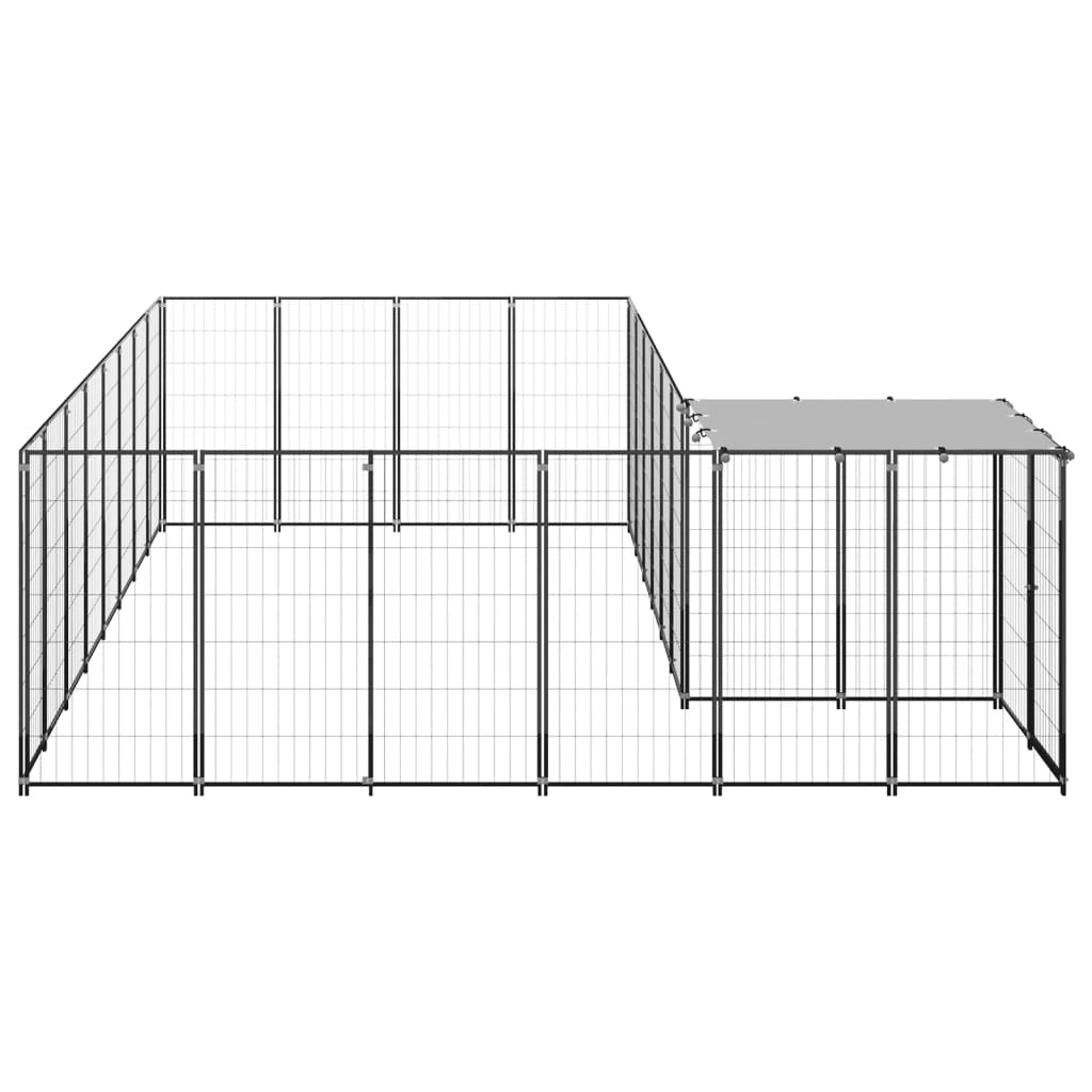 Chenil d'extérieur en acier noir pour chien - Panneaux à mailles - 330 x 440 x 110 cm - 11 m²